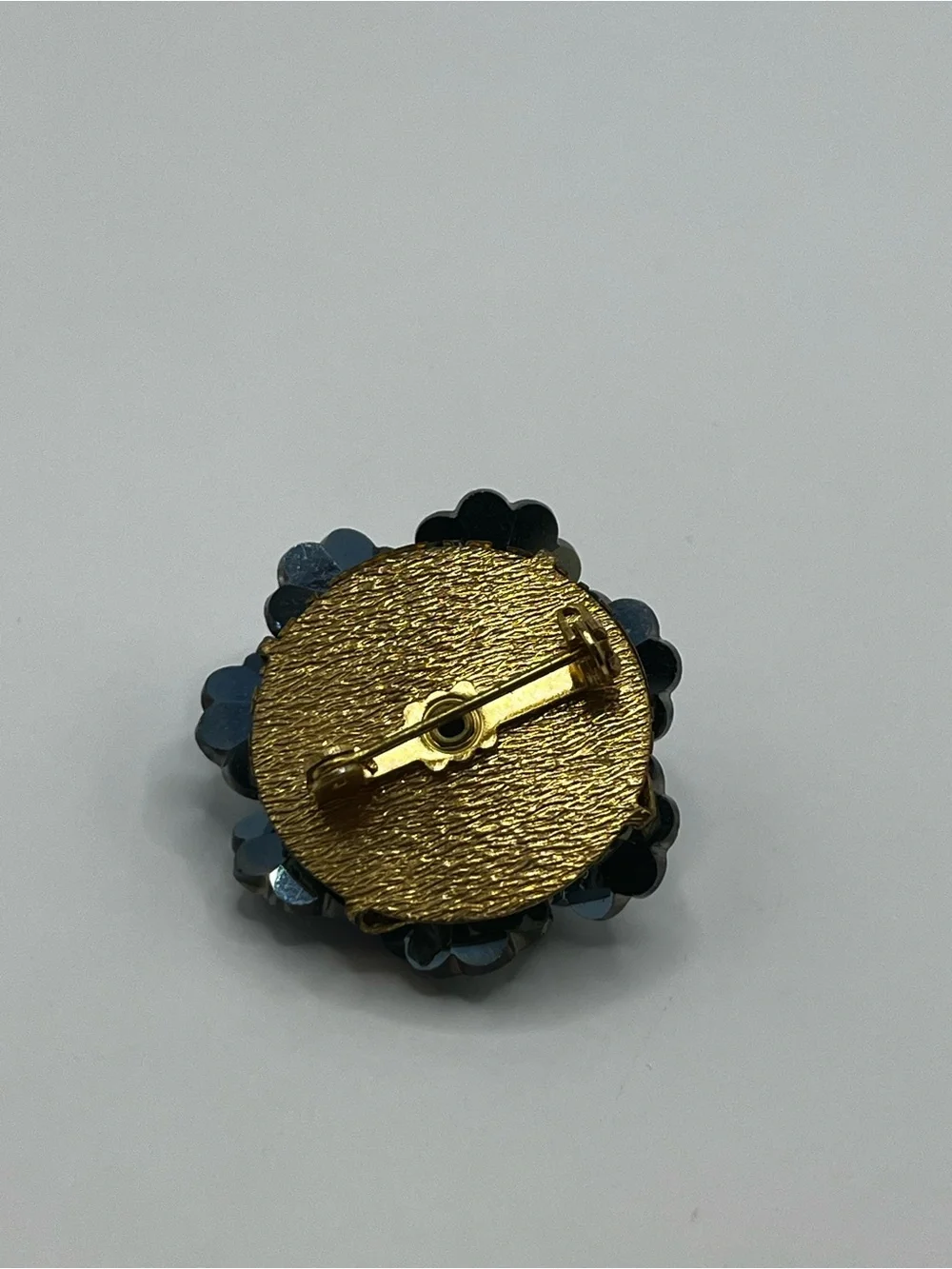 Vintage Rivioli Peacock Blue Floral Glass Rhinestone Brooch